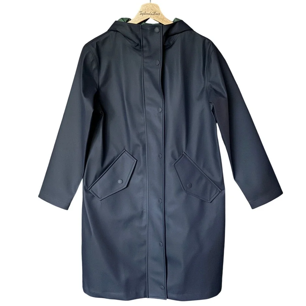 Boden Longline Raincoat Size 2 Petite in Navy Blue NEW - Picture 6 of 9